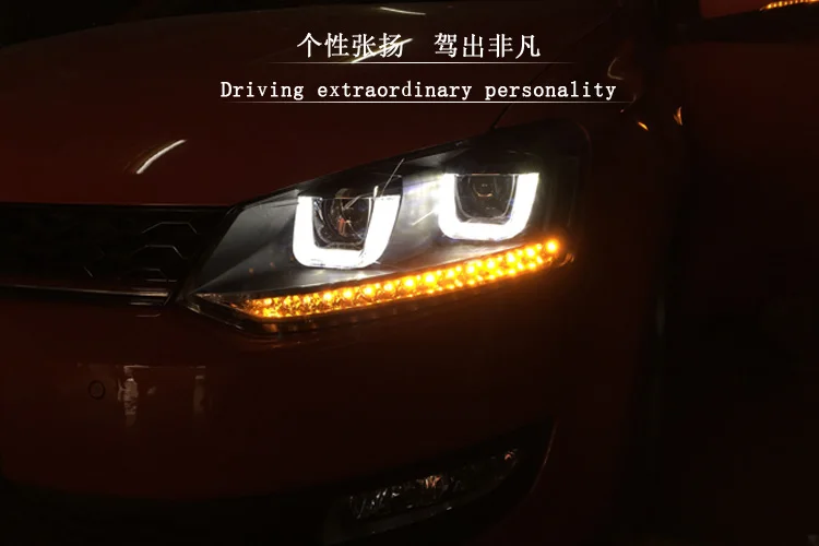 

VLAND manufacturer for Car head lamp for POLO 2013 2014 2015 LED headlight with Double U lens Xenon H7