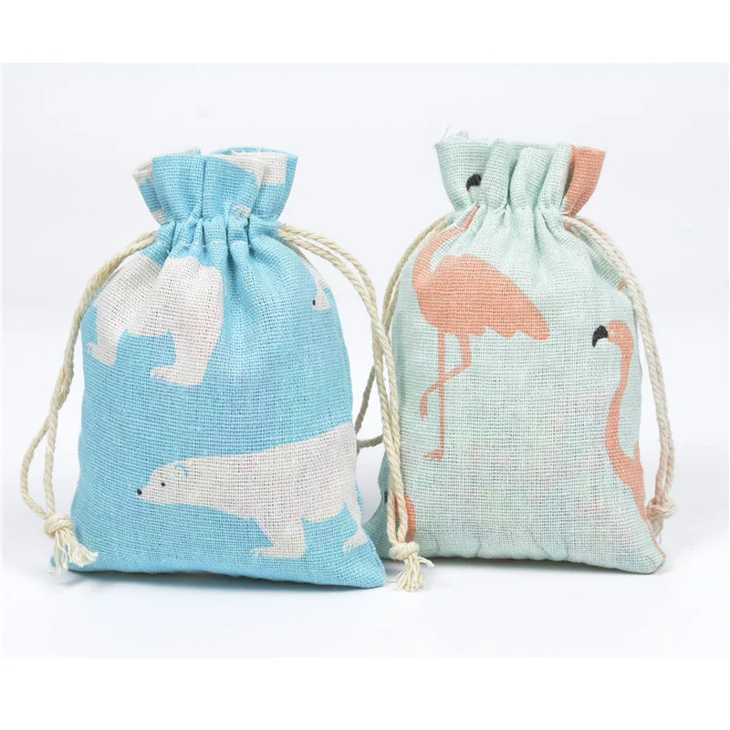 50 шт случайный напечатанный хлопковый тканевый мешок Карманный мультфильм