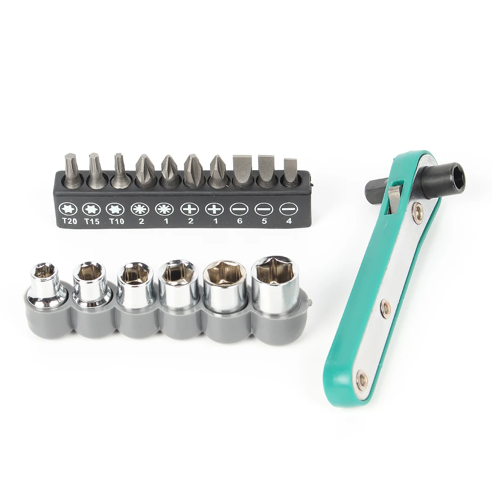 

17 in 1 Chrome Vanadium Steel Wrench Driver Set Torx Screwdriver Set Ratchet Socket Torque Wrench Screw Bit Flat Bits Socket