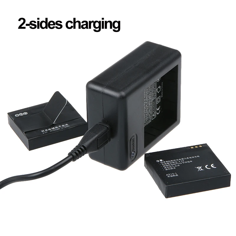 AZ13 1 Xiao mi yi xiaoyi аккумулятор литий ионный USB 2 стороны зарядное устройство для экшн