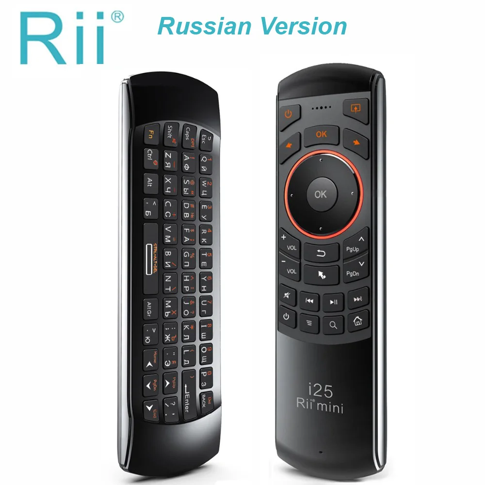 

Hot Selling Original Rii Mini i25 2.4Ghz Air Mouse Remote Control with Russian Keyboard for PC Samsung Smart TV Android TVBOX