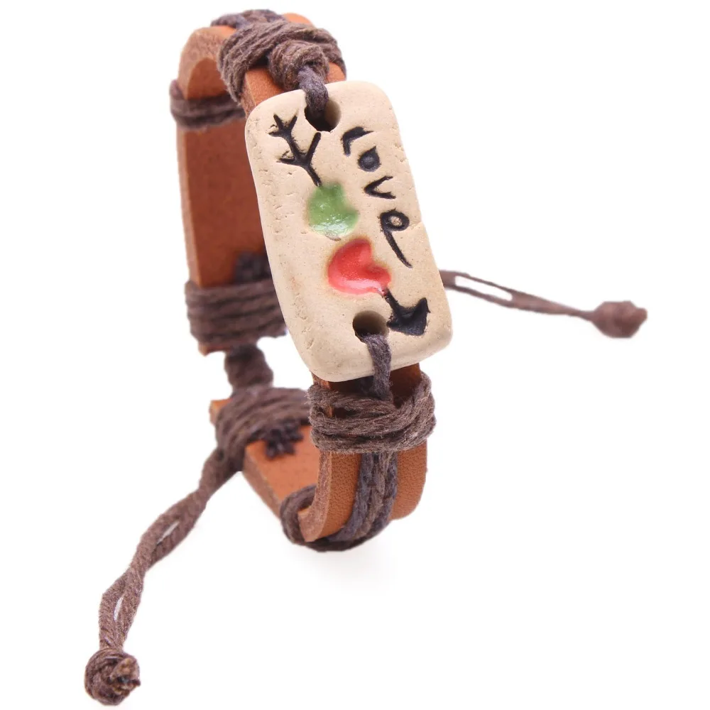 Couples Jewelry a Arrow through Hearts Faience Ware Leather Bracelet Valentine's Day Gift | Украшения и аксессуары
