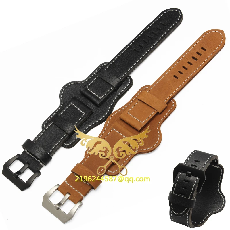 Высококачественный тонкий кожаный ремешок ручной работы для часов P Watch 22 мм 24 с