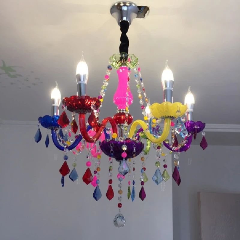 Romantic Cafe Chandelier Color KTV Bar Crystal Lighting Clothing Store Beauty Salon Girl Bedroom | Лампы и освещение