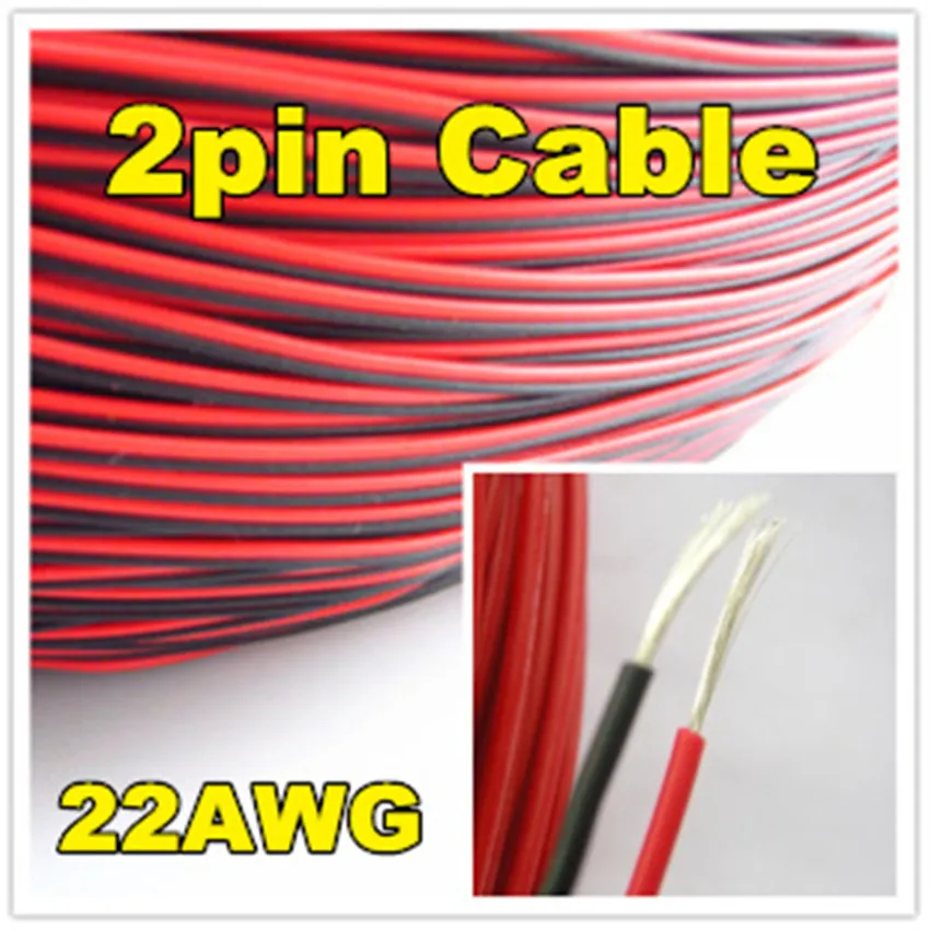 Электрический провод красный черный луженая медь 2 Pin 22AWG изолированный ПВХ