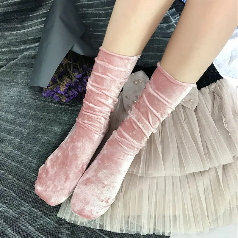 Женские бархатные носки зимние теплые милые женские до щиколотки носки|Носки| |