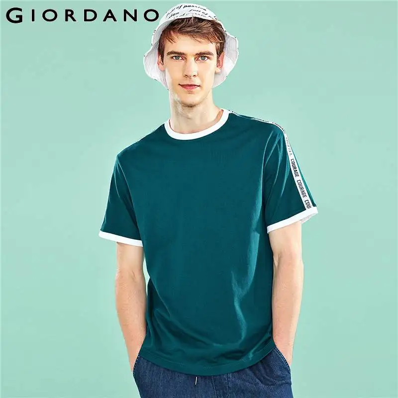 Giordano.мужская футболка с круглым воротом и короткими рукавами имеется печатный