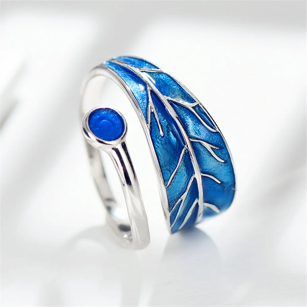 Женское Винтажное кольцо из серебра 100% пробы с глазурью|adjustable rings for women|open ringrings