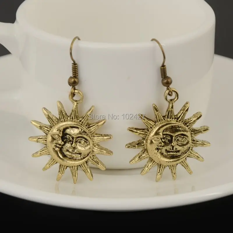 Новые стильные модные ретро Висячие серьги Винтажные Sun Moon для женщин Brincos