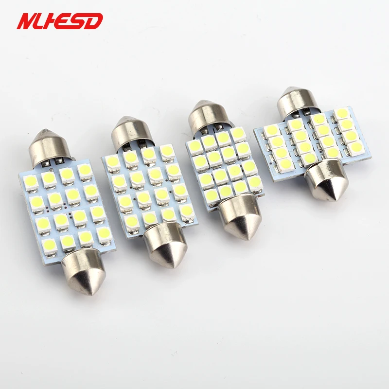 

100pcs Festoon 16 SMD 1210 LED 3528 31mm 36mm 39mm 41mm 16 LED Bulbs 16smd Light Festoon Dome Lights Interior Light White 12V