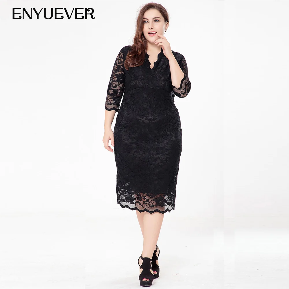Enyuever плюс Размеры Офисные наряды для Для женщин 5XL 6XL Осень Элегантный Половина
