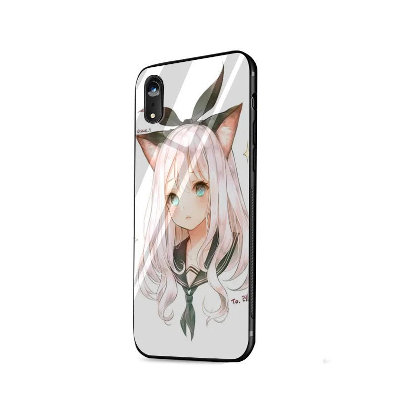 Чехол Desxz аниме Kawaii glass чехол для iphone 5 5s se 6 6s 7 8 Plus X XR XS Max |