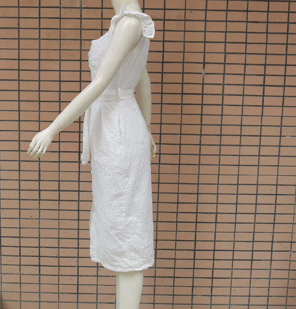 Женское Клубное платье с квадратным вырезом белое однобортное цветочной