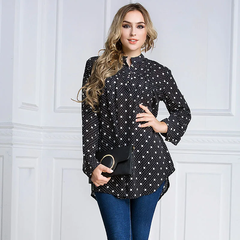 Новая женская рубашка с длинным рукавом и v образным вырезом топ большой складкой