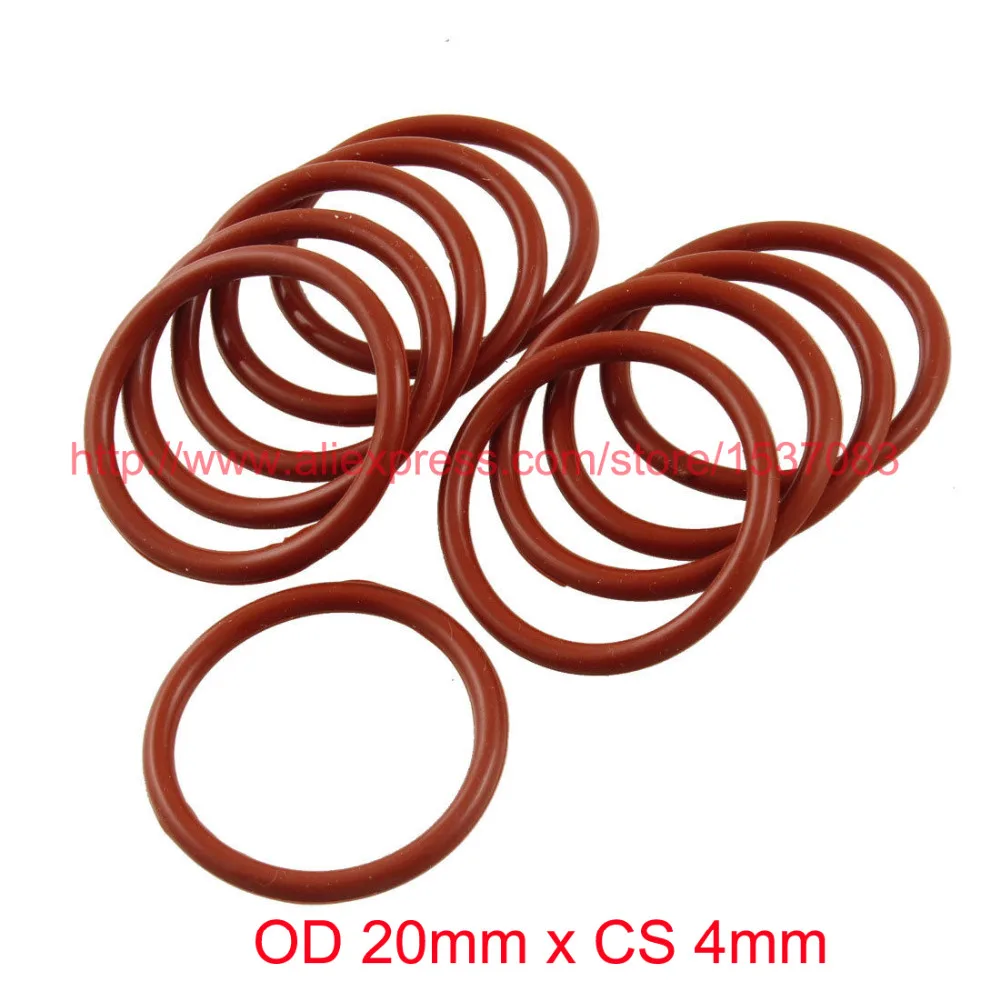 

OD 20mm x CS 4mm Silicone O Ring Seal Gaskets Red