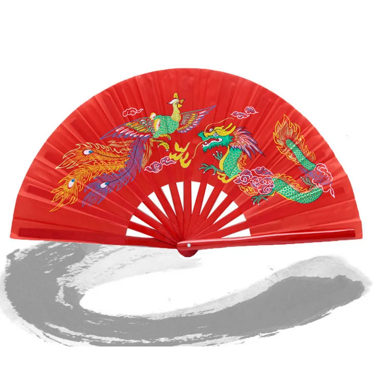 Фанат кунг-фу тайчи красная бамбуковая кость и Феникс уличный фитнес-шоу с веером