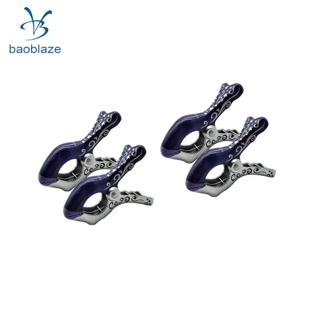 

4 pieces Beach Towel Clips Clothes Quilt Clamp Holder Lounge Chair Peg