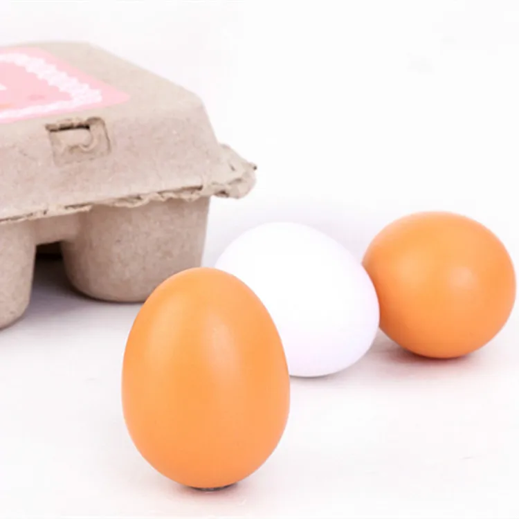 

6pcs/Set Wooden Kitchen Toys Imitation Food Eggs Yolk Gift Preschool Kindergarten Kids Toys for Girls Children Boys Pretend Play