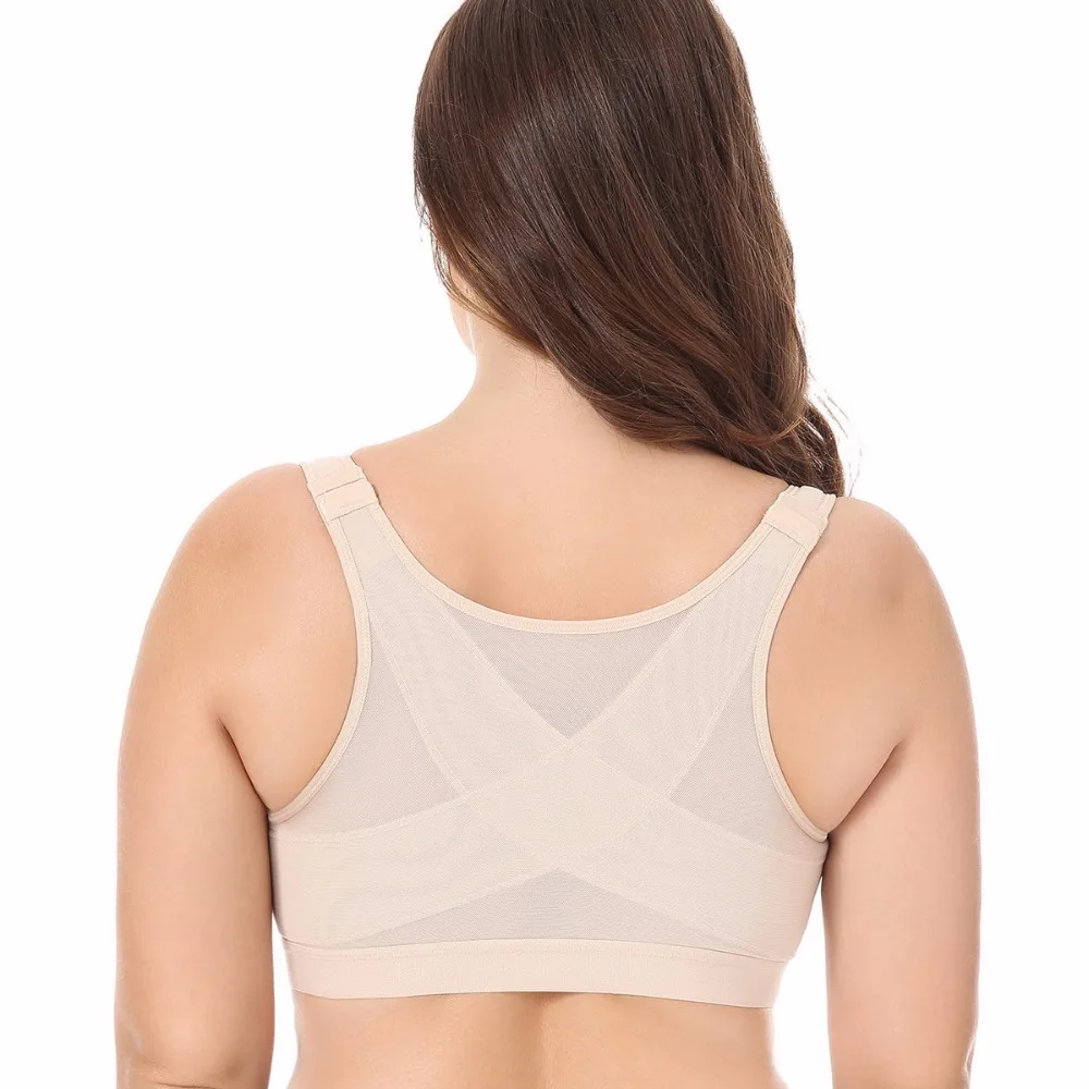 Comfortable Women's Full Coverage Non-padded Underwear Front Closure Back Support Posture Wireless Bra | Женская одежда