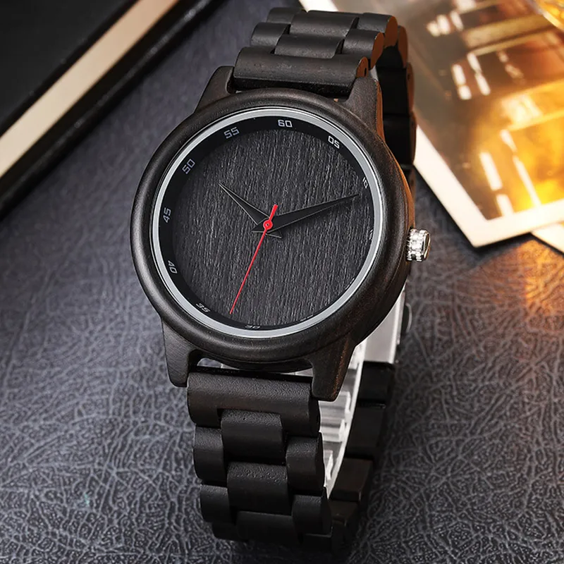 Черные деревянные часы для мужчин высокого качества дизайнерские модные