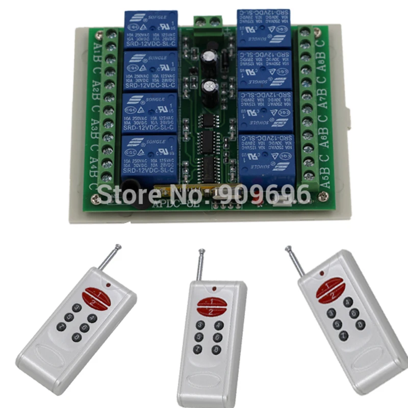 

DC12V remote control switch,RF control Toggle,Latch,8CH receiver transmitter Kits Free shipping