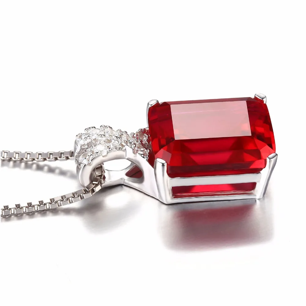 Jewelrypalace Изумрудный Cut 6ct создан красный рубин кулон Твердые стерлингового серебра