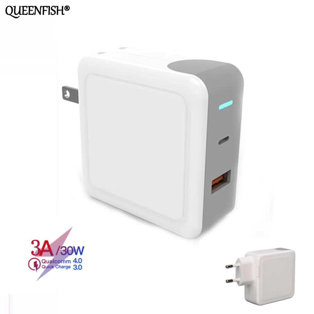 30 Вт USB PD зарядное устройство для iPhone Xs X MacBook Quick Charge type C 3 0 мобильного телефона