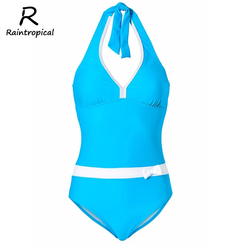 Новинка 2019 Цельный купальник женские винтажные купальные костюмы халтер женский