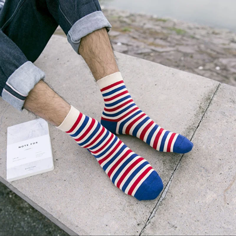 1 pair of men's National flag matching Mid stockings Cotton socks Sports break sweat-absorbent breathable Multicolor | Мужская