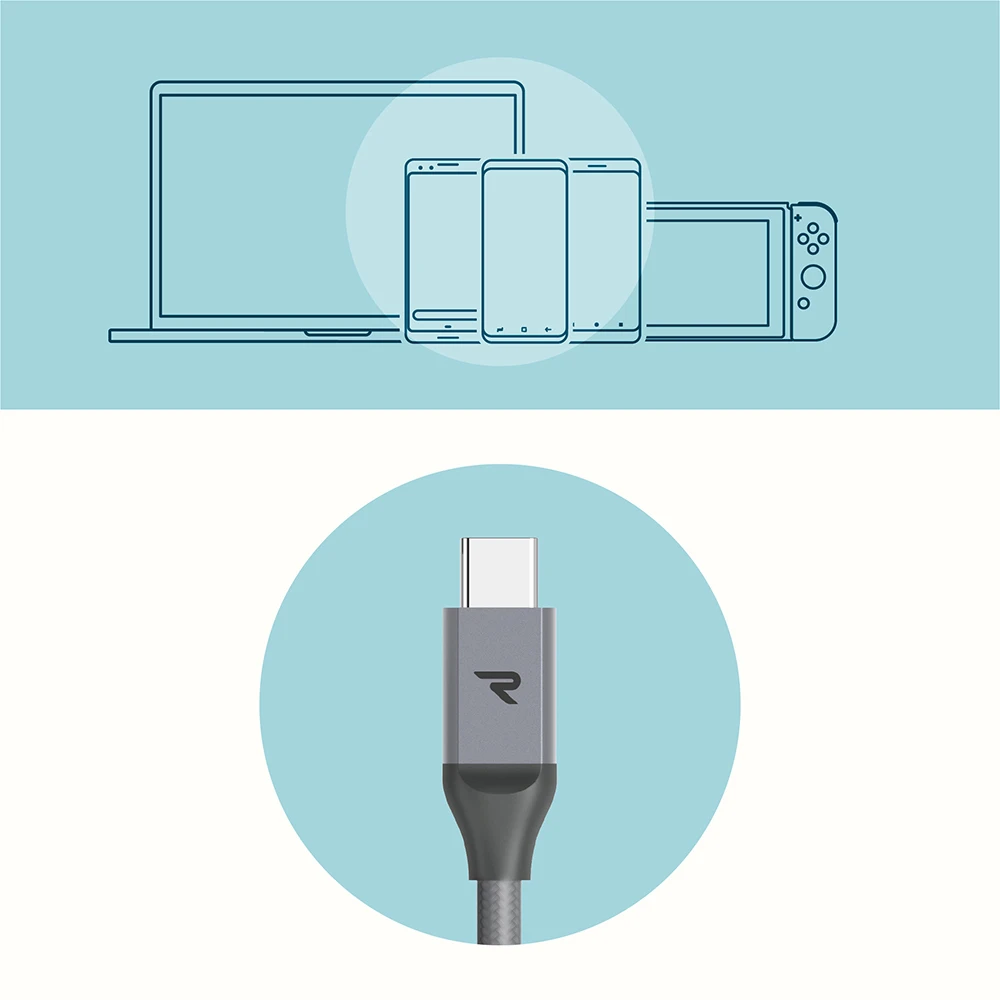 RAMPOW 60 Вт Двойной usb type C кабель 2 м/6 5 фута USB к для samsung S9 PD Быстрая зарядка MacBook