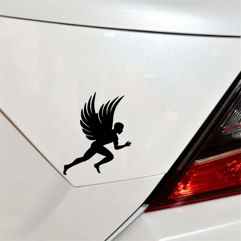 YJZT 8.6*12CM Decal Silhoutte Cool Design Fitness Angel Running Covering The Body Car Sticker Black/Silver C20-1402 | Автомобили и