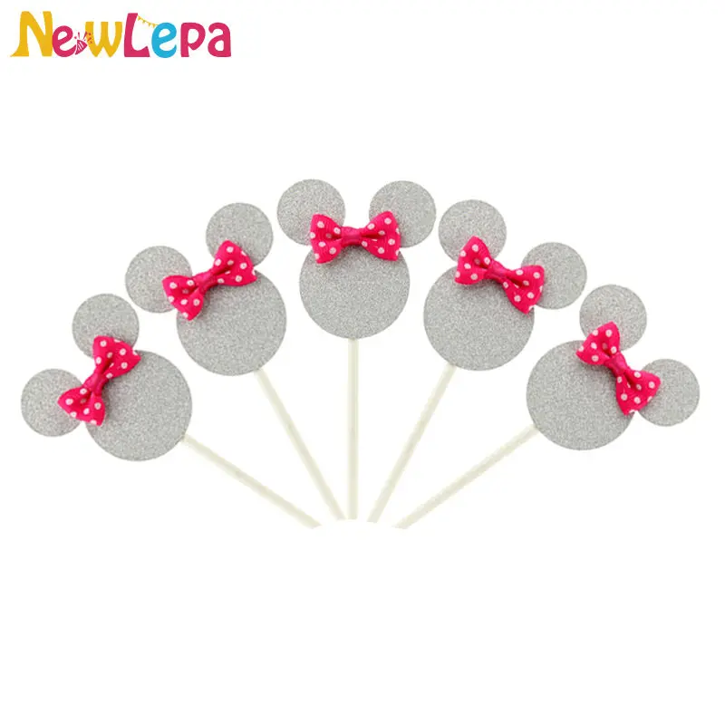 Лента с бантом Микки и Минни бумага кекс Топпер выбирает Твайлайт блеск B