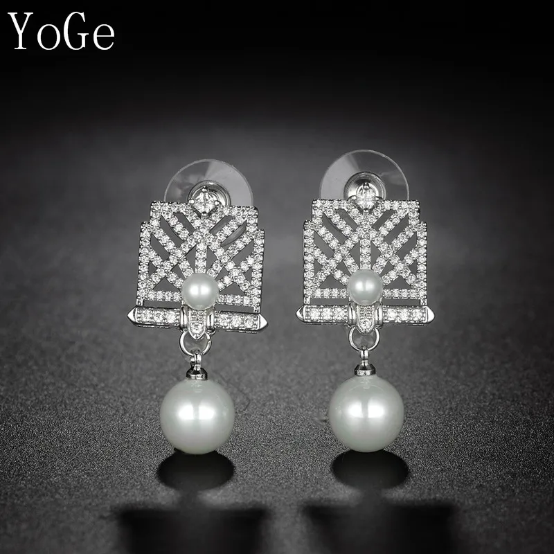 Ювелирные изделия YoGe для женщин серьги гвоздики с перламутровыми жемчужинами
