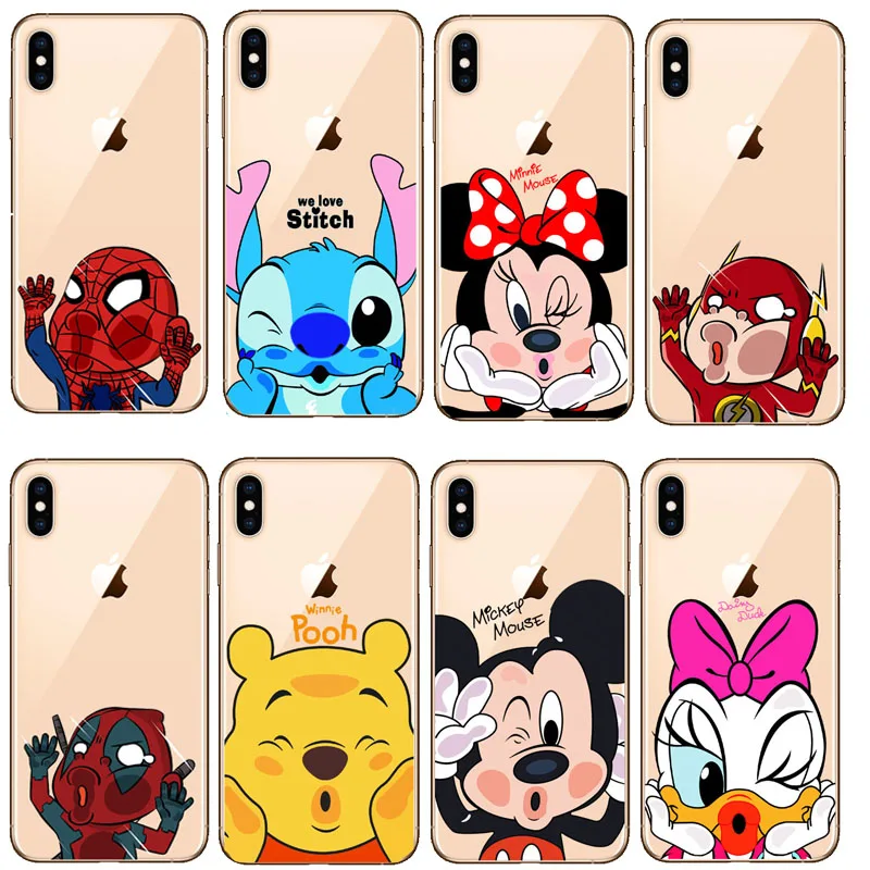 Funda de TPU suave Linda caricatura mickey minnie Marvel para Для iPhone 8 7 6 s Plus 5s 5 SE 10 X XS Max XR funda из
