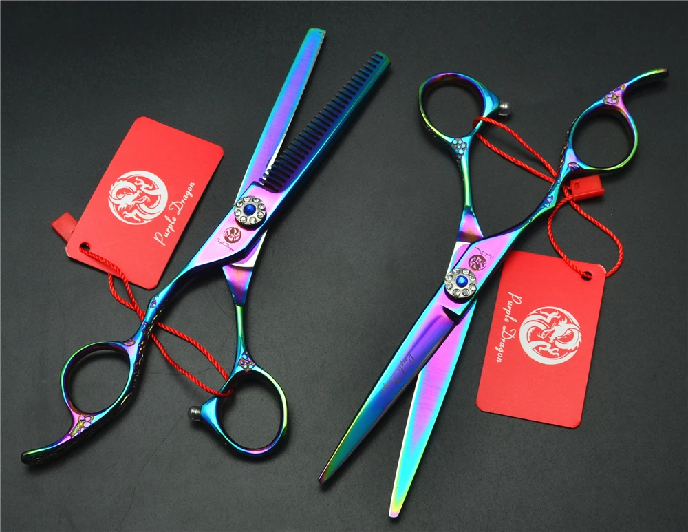 2 шт. Профессиональные Парикмахерские ножницы с фиолетовым драконом 6 0 дюйма