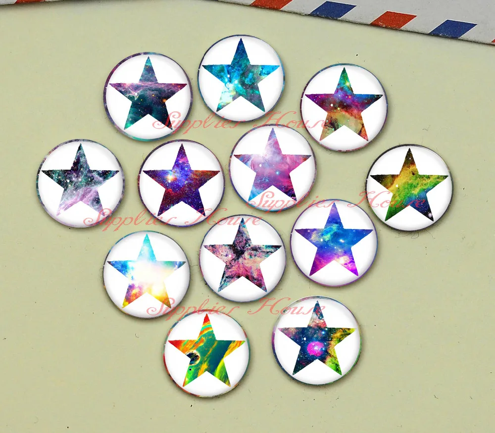 

Handmade Round Star photo glass Cabochons, Jewelry Finding Cameo Pendant Settings, (F061-621)