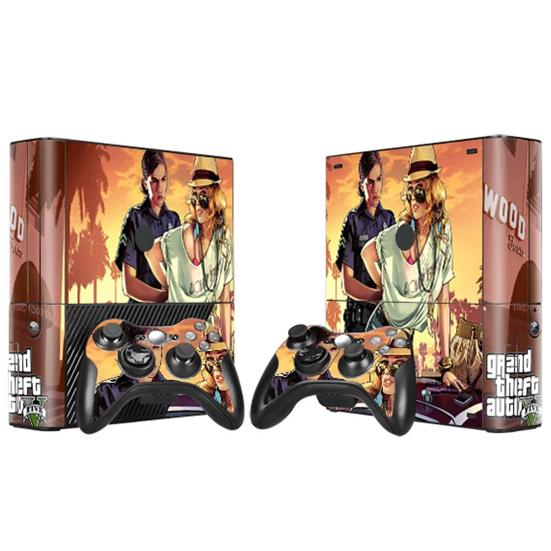 Наклейка на кожу для консоли Xbox 360 E и контроллеров Grand Theft Auto V GTA 5 Виниловая
