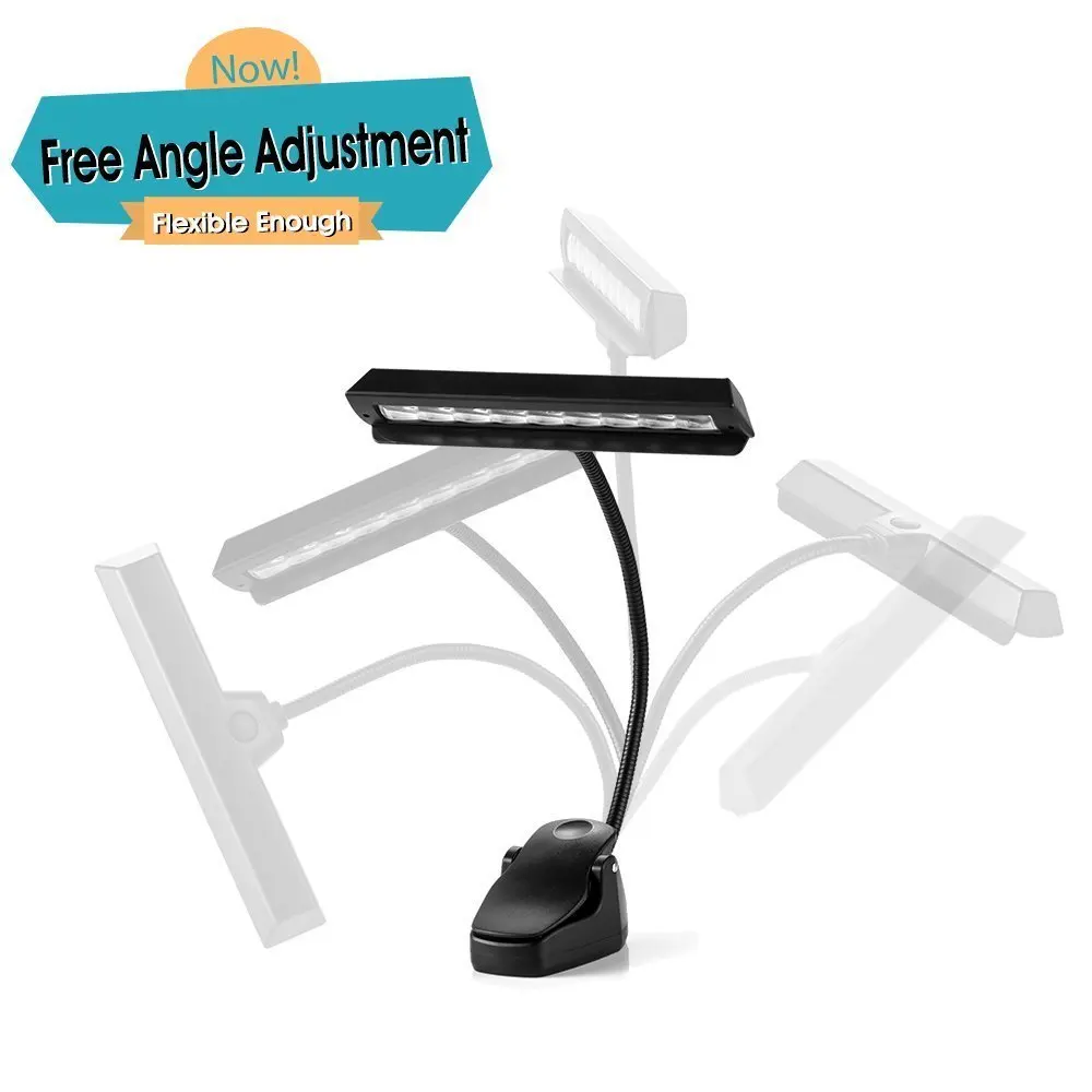 9 светодио дный LED Clip-on Music Stand Lights портативная Гибкая Защита глаз 3 яркость лампа