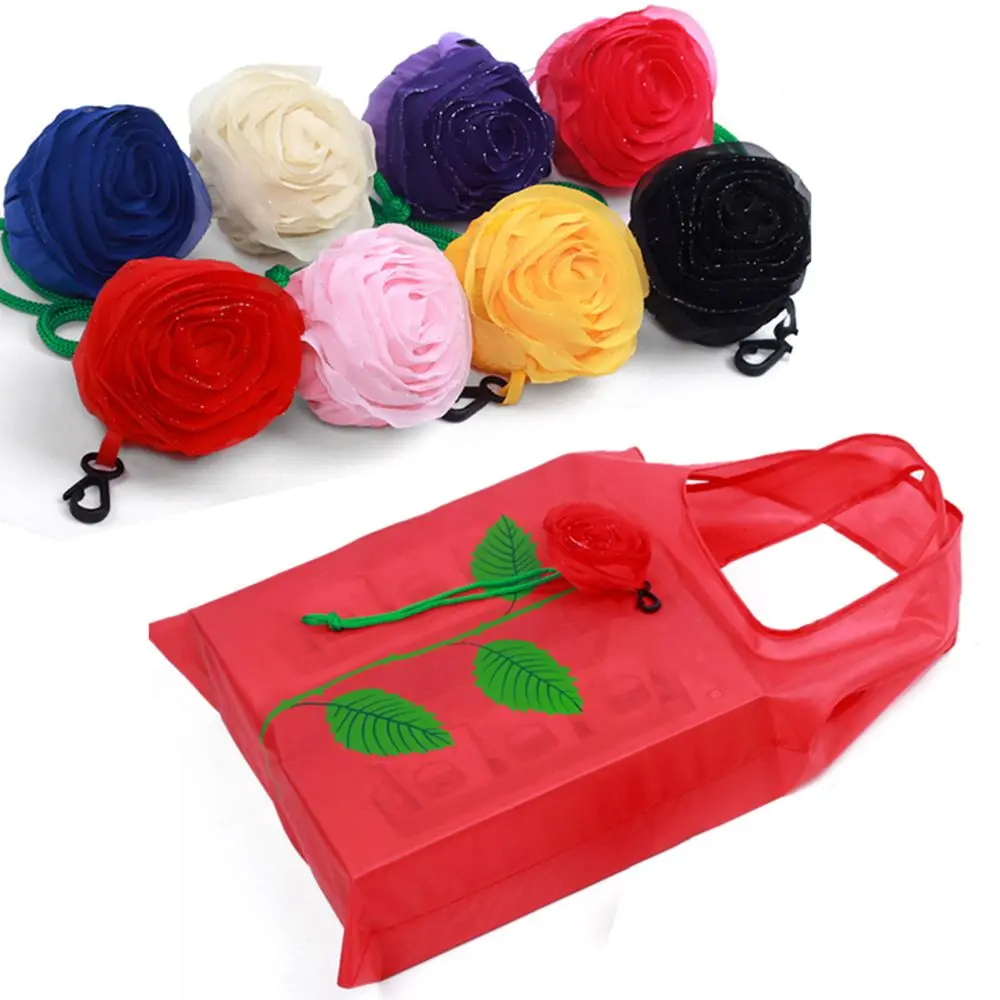 

New Fashion Rose Flowers Reusable Foldable Bag Shopping Bag Travel Grocery Bags Tote Drop Shipping