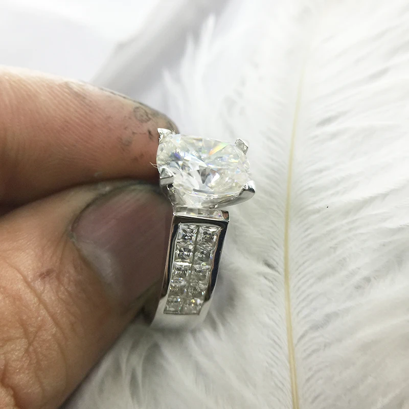 4 карат ct DF подушка для помолвки и свадьбы Moissanite бриллиантовое кольцо женщин