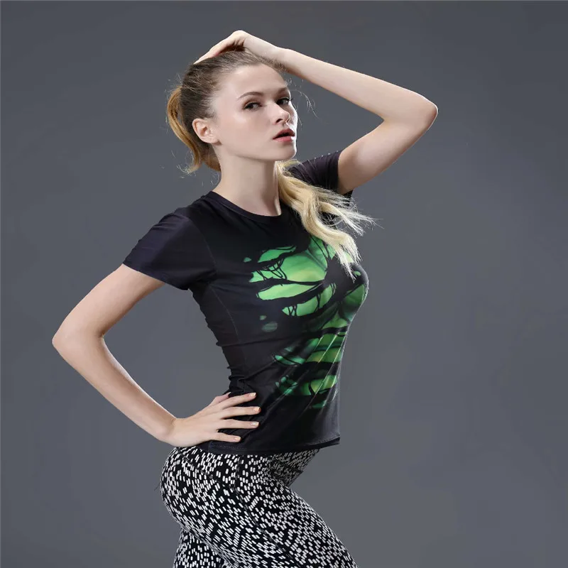 2018 Горячие saleWomen сжатия рубашка Колготки с коротким рукавом Фитнес футболка