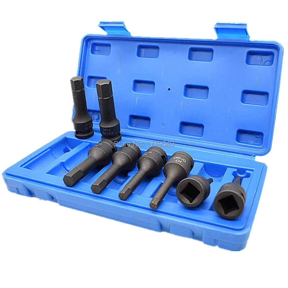 

8pcs Hex Bit Socket Set 1/2" Square Drive Impact Allen Keys H5 H6 H8 H10 H12 H14 H17 H19 Cr-Mo Hex Head Socket Bit 78mm Long