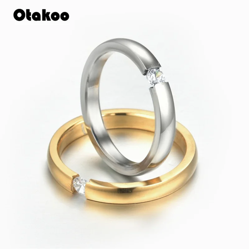 Otakoo роскошное фианитовое кольцо на палец золотого цвета из нержавеющей стали 316L
