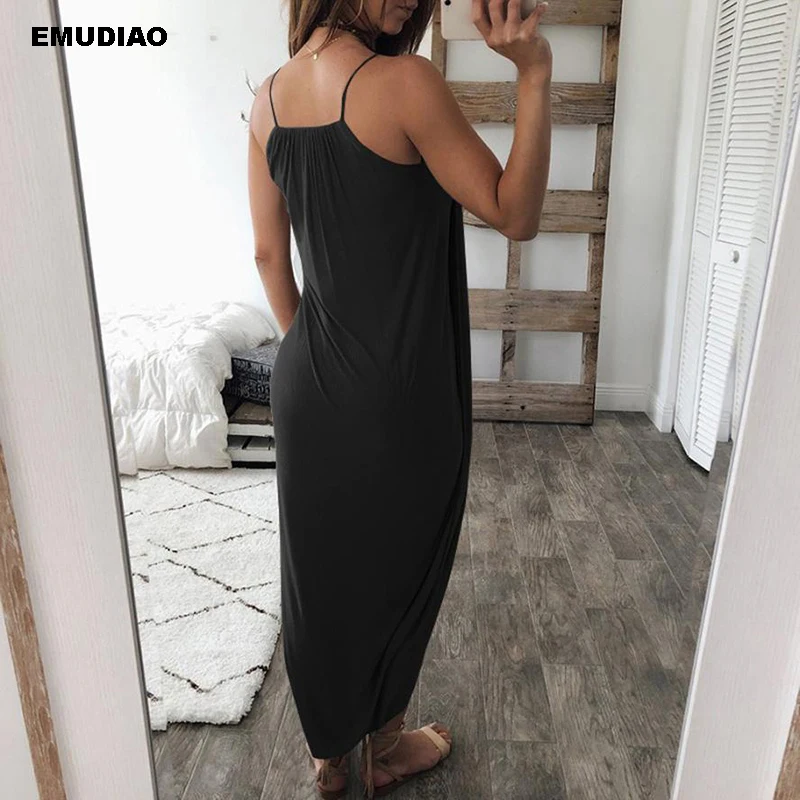 Женское пляжное платье размера плюс свободное однотонное длинное летнее на