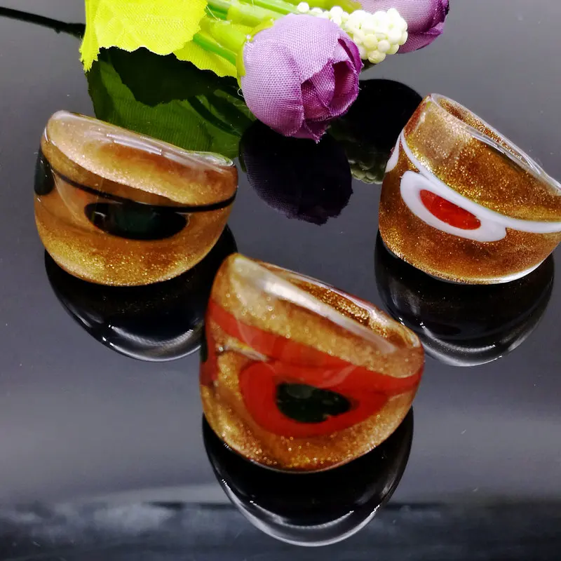 Оптовая продажа 6 шт. разноцветные кольца из муранского стекла ремешок 17 19 мм