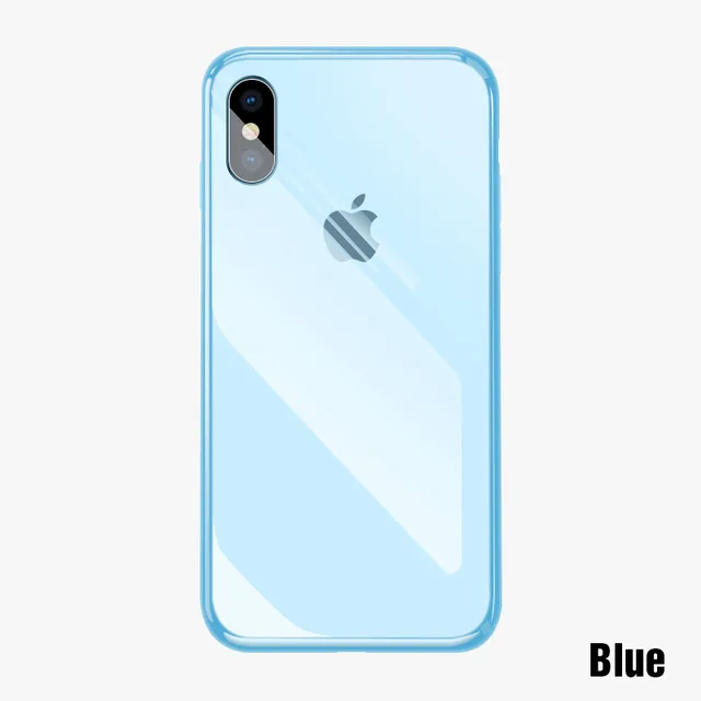 Blue and Front Glass 30D роскошный стеклянный чехол для Apple iPhone 6 6 S 7 8 плюс силиконовый чехол для телефона чехол с передним закаленным стеклом для iPhone Xs Max XR - Цвет: Blue and Front Glass