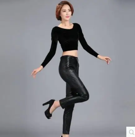 S-4XL HOT New Genuine leather sheepskin trousers women's Korean fashion slim pants female Plus size Pencil | Женская одежда