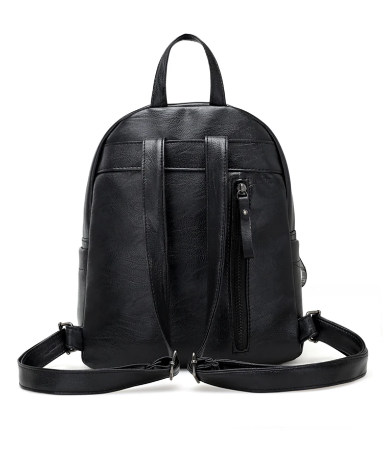 Backpack Women Leather Bag High Quality Zipper solid color Fashion Casual schoolbag for Girls Mini women backpack schoolbag