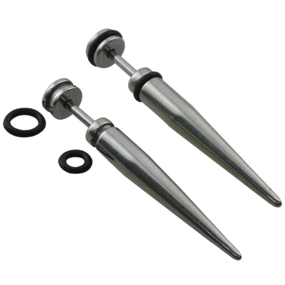 Серьги-гвоздики TUMBEELLUWA с шипами черные/Серебристые конус из нержавеющей стали 1