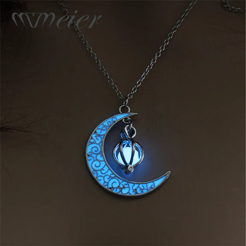 MMEIER Hollow Luminous Moon Pendant Necklace Little pumpkin Halloween Glow In the Dark for Women Jewelry Gift 2019 new | Украшения и